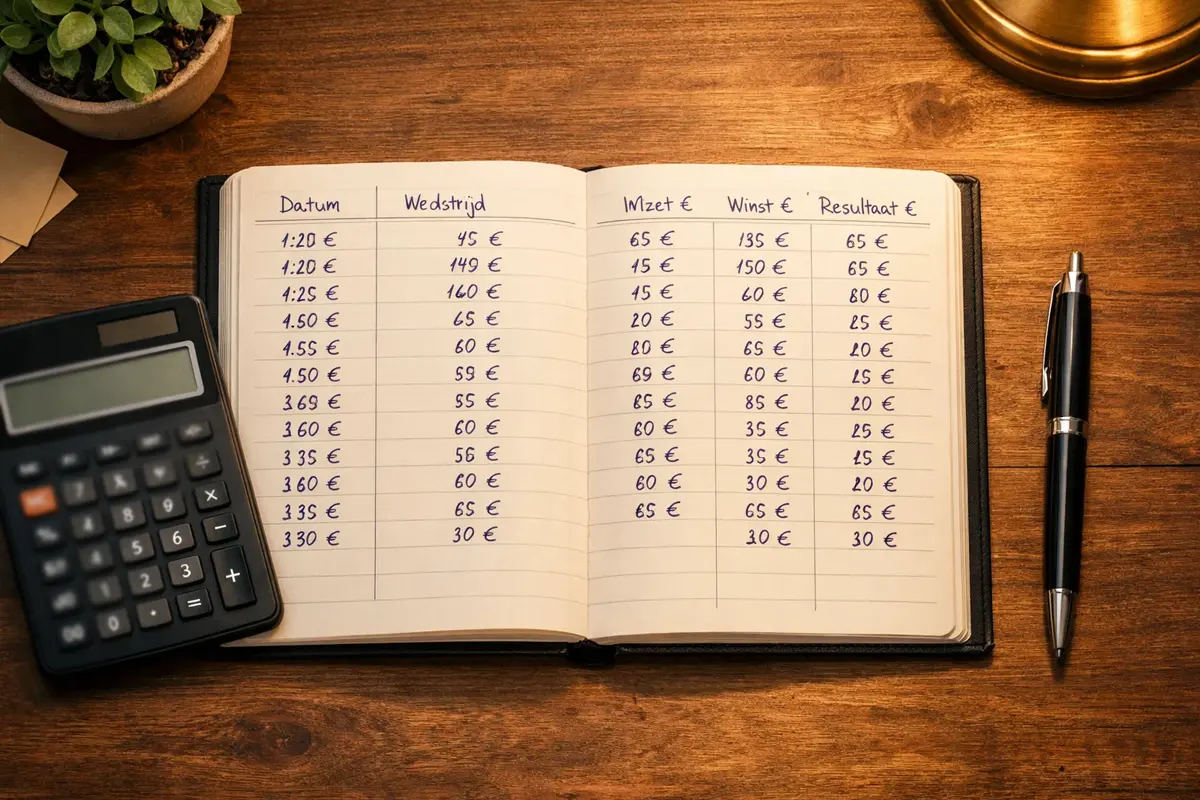 Notitieboek met weddenschap records en euro symbolen