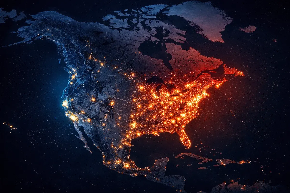 NHL kaart met Eastern en Western Conference teams
