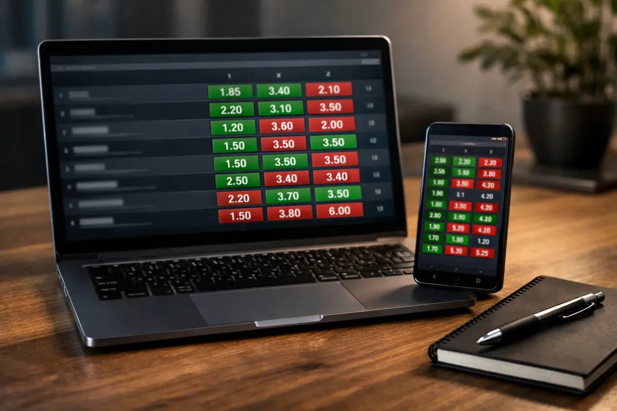 Scherm met NHL wedstrijdquoteringen en moneyline odds